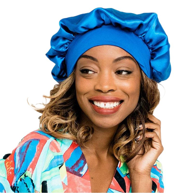 Трансграничная популярная имитация шелковая широкополая спальная шляпа женский цвет D сплошной цвет круглой шапки для ухода за волосами тюрбан шляпа TJM-301