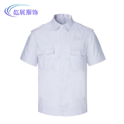 Security guard uniform for summer, unisex white, long and short sleeve security training and on-duty uniforms, property security shirts