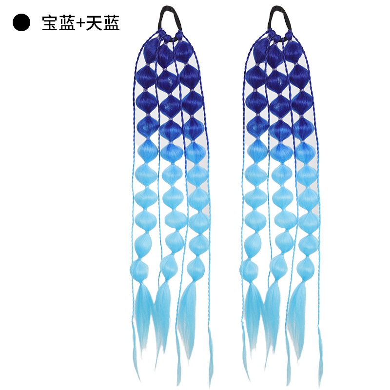 时尚渐变彩色灯笼马尾辫手编脏辫马尾假发长辫灯笼辫女嘻哈造型|undefined