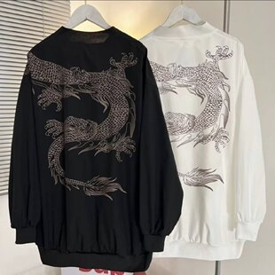 Popular Over-The-Shoulder Dragon Bronzing Men's Casual Handsome Jacket Zipper Anti-Uv Trendy Jacket Baseball Uniform Top