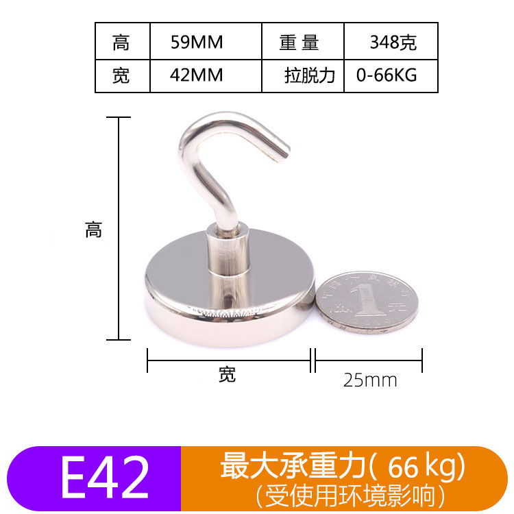 Gancho de imán E16 NdFeB fuerte gancho magnético lechón metal fuerte gancho magnético anti-colisión gancho magnético