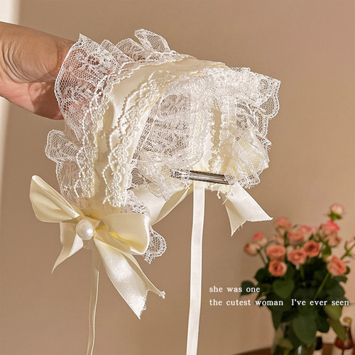 Lace fabric bow duckbill clip hair band female hair clip Lolita sweet girl cute hair clip headband