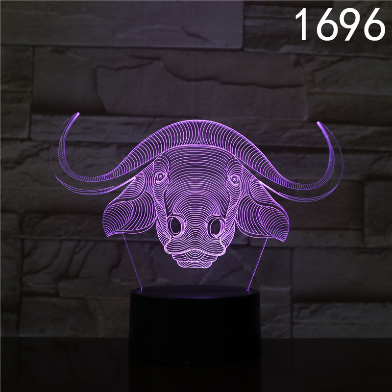 (T型板3mm)常规底座 马牛猪大象等兽系列 USB插电LED触摸3D小夜灯
