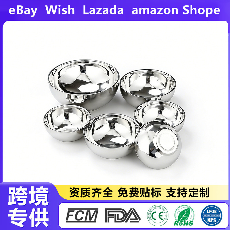 Cross-Border Stainless Steel Bowl, Kindergarten Rice Bowl, Vacuum Thickened Double-Layer Insulated Anti-Scald Rice Bowl, Creative Seasoning Soup Bowl Cross-Border Stainless Steel Bowl, Kindergarten Rice Bowl, Vacuum Thickened Double-Layer Insulated Anti-Scald Rice Bowl, Creative Seasoning Soup Bowl