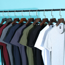 180g莱卡棉短袖t恤简约体恤圆领夏季休闲紧身青年薄款弹力打底