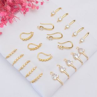 Polysis 14K Bao Golden Love Ear Hook Microfrashd Verm Earlier Hook Large Diamond earrings DIY semi -finished earrings