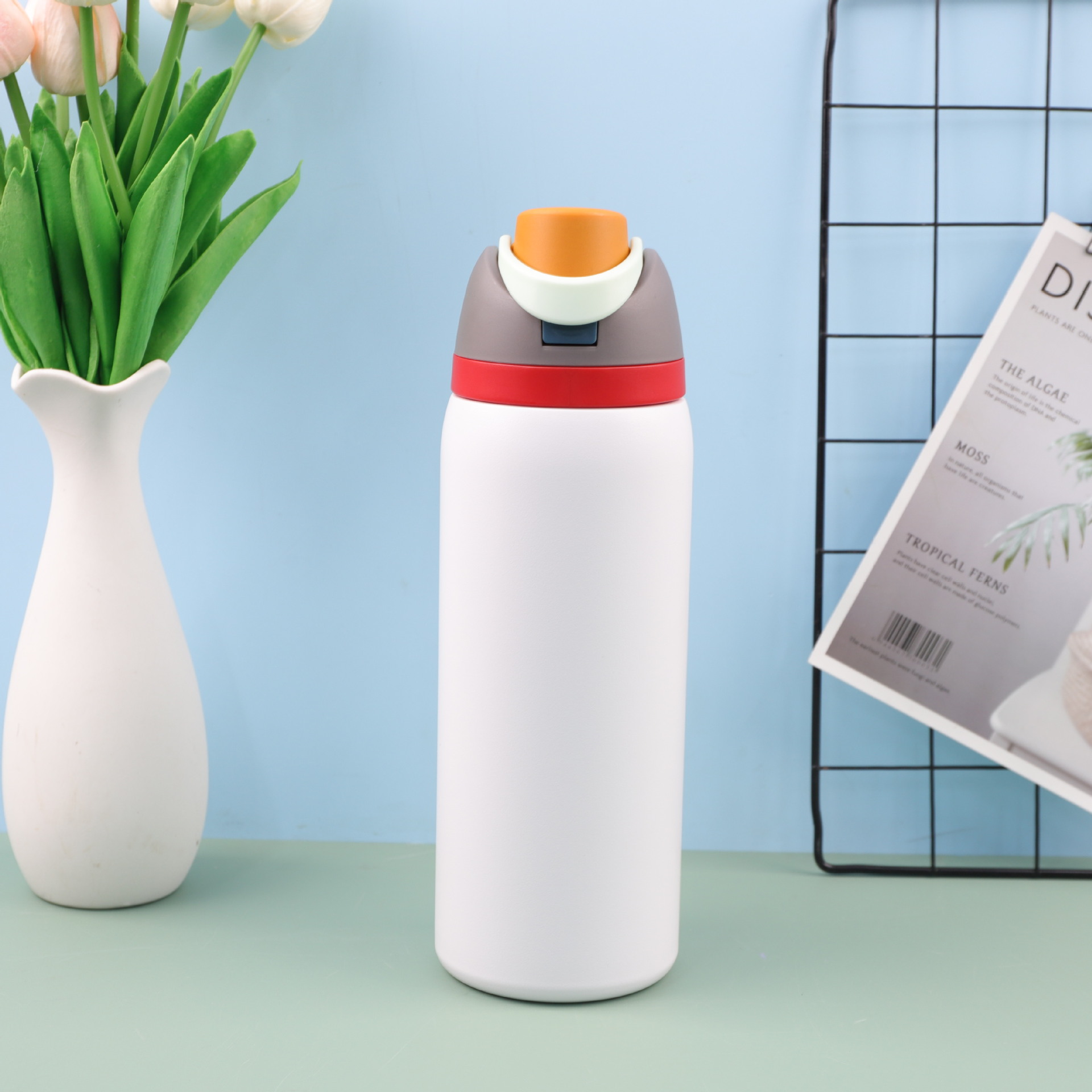 Cross-border 304 taza de acero inoxidable con taza de fruta portátil rebote de gran capacidad portátil doble bebida kettle deportivo