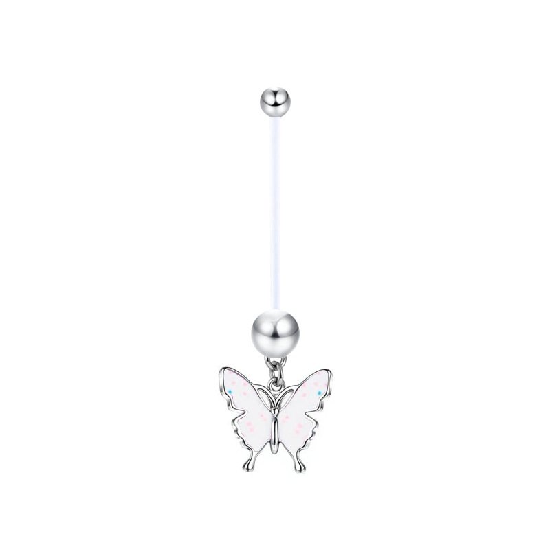 Piercing de nombril de grossesse avec sequins acryliques et tige uv_voghion.com