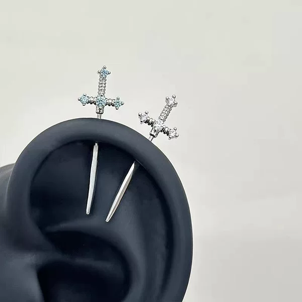 Super Cool Shackles, Swords, Devil Nails, Ear Bone Nails, Medical Titanium Steel Ear Bone Nails, Vertical Ear Nails, Female Niche Design