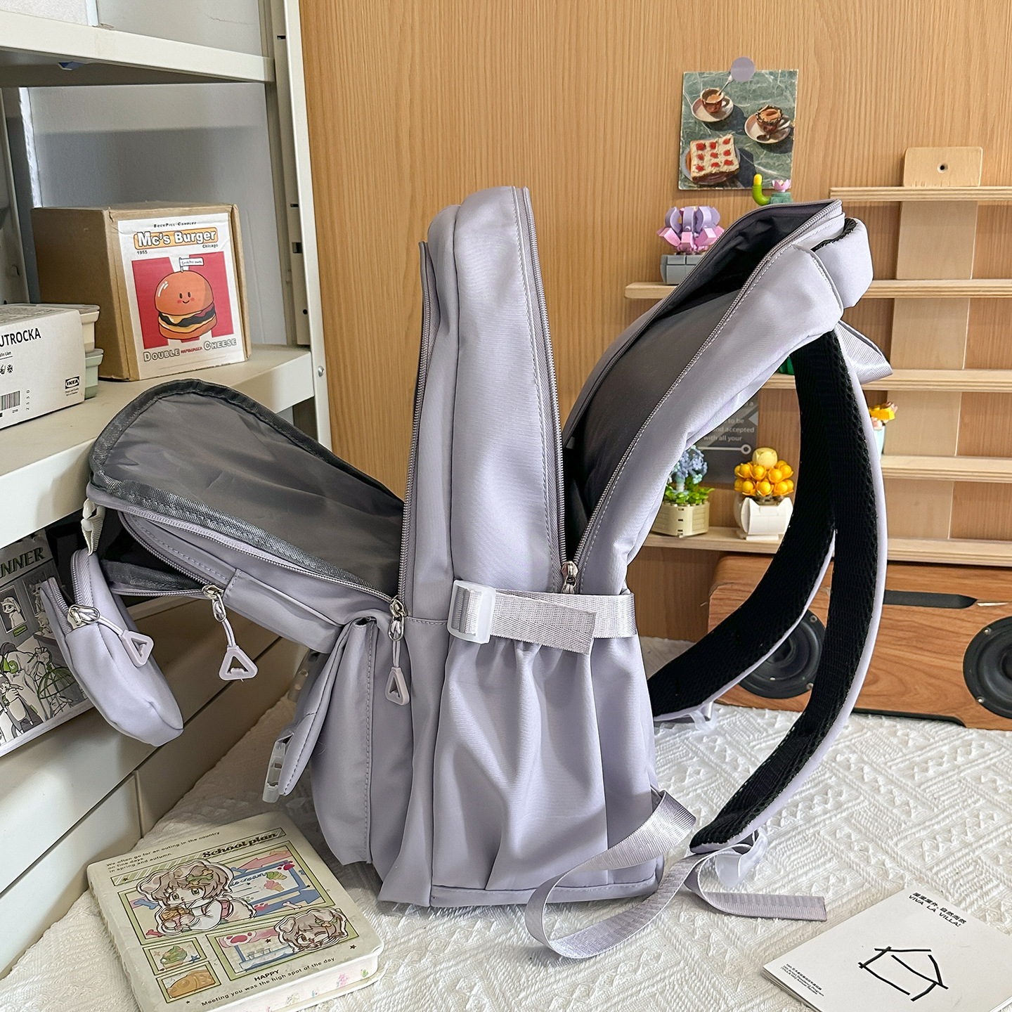 Mochila de dibujos animados de gran capacidad, mochila de escuela secundaria simple y encantadora, tendencia casual para estudiantes universitarios, libro de parejas