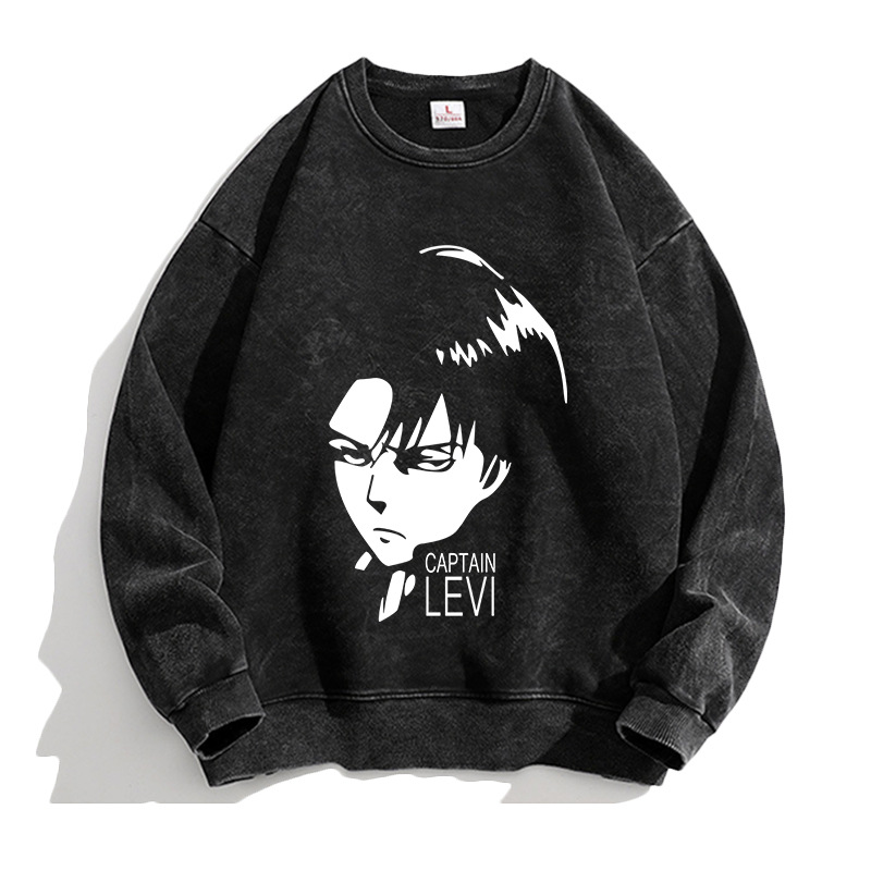 进击的巨人动漫利威尔艾伦自由之翼周边圆领卫衣男女长袖上衣宽松