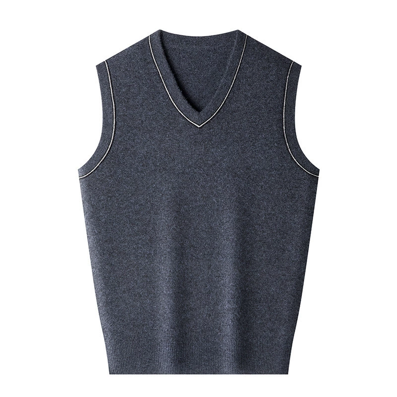Knitted vest, demi-season woolen sweater sleevless, increased thickness, autumn