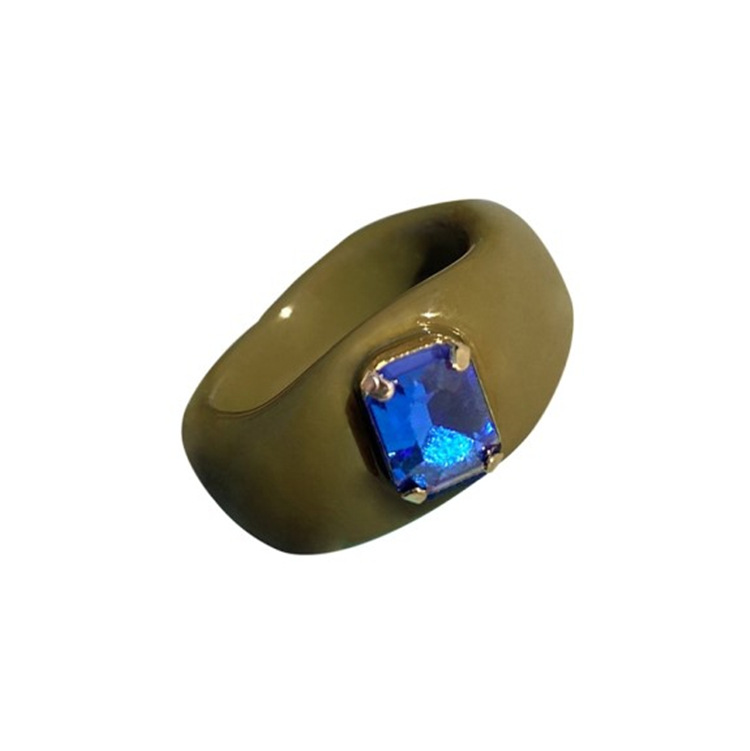Women'S Gender Wholesale Jewelry Ig Style Geometric Resin Rhinestones Inlay Rings