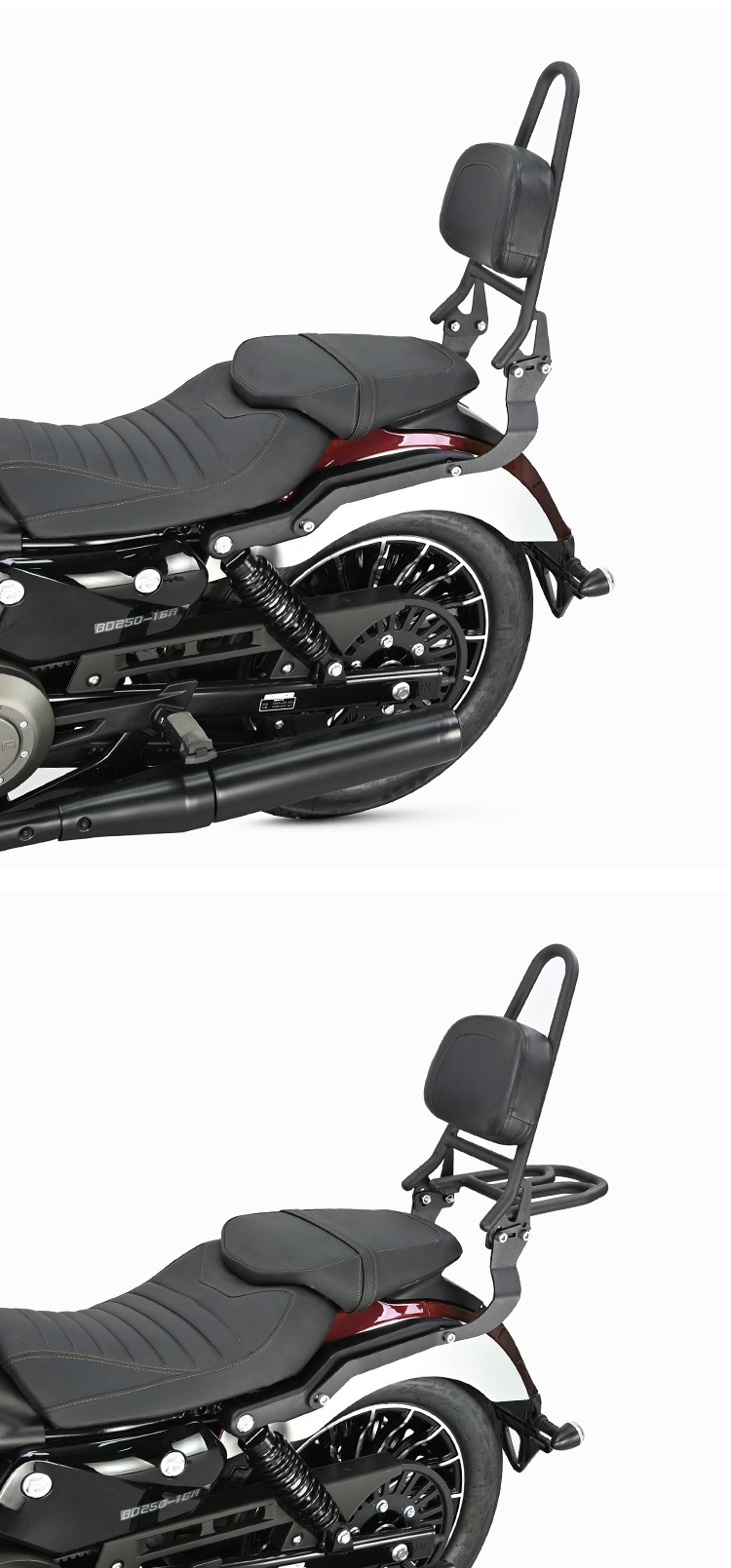 Suitable for Benda gray stone 250 backrest rear tail rack tail rack tail wing curved bow folding backrest modified thick carbon steel