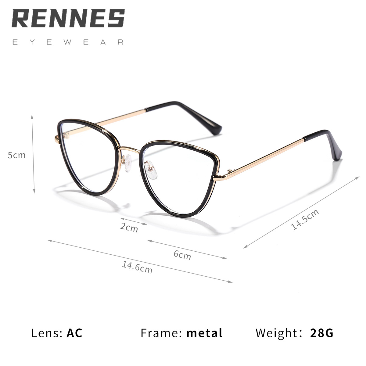 Gafas lisas de ojo de gato de metal ligero anti-azul 2023 Nuevo Marco de gafas ins Marco de gafas de miopía de moda transfronteriza