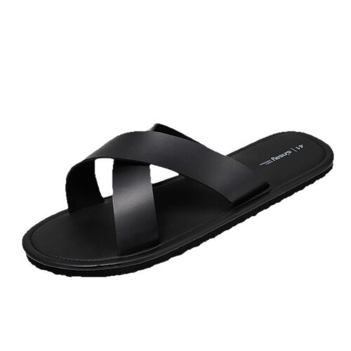 New men's slippers, lightweight, soft soles, comfortable, black, fashionable, casual, simple, stylish, beach sandals, wholesale