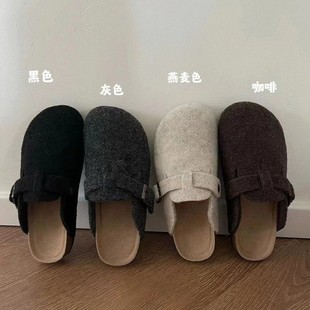 Jin Mi Vintage High-rise Platform Birkenneth Shoes Women's 2024 Autumn and Winter New Style Slip-on Soft Bottom Baotou Half Slippers for Women