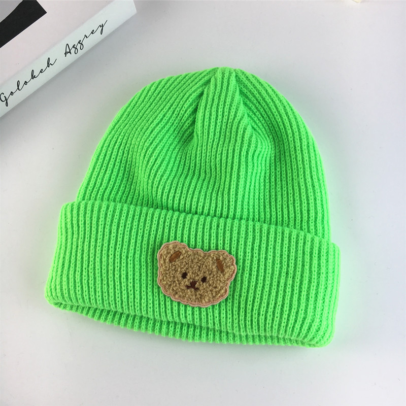 Unisex schattige beer stok doek paar wollen muts vrouwelijke herfst winter hoofddoek warme trui muts gebreide muts_voghion.com