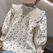 女童衬衫2025春秋新款碎花长袖韩版衬衣儿童洋气打底上衣外贸批发