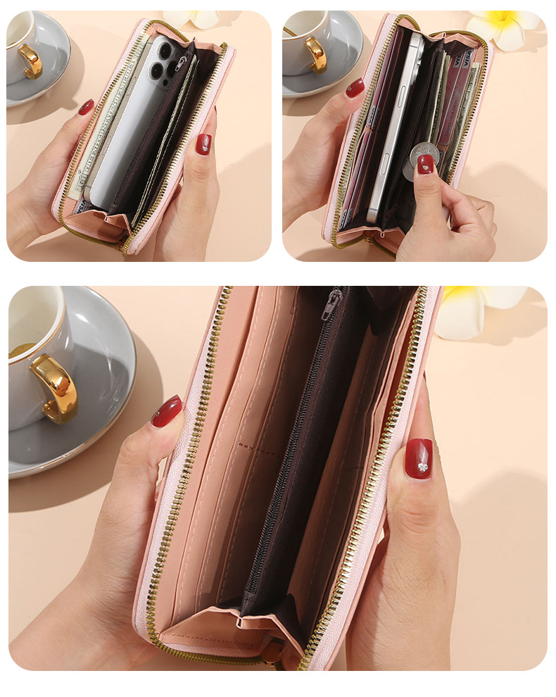 Frau Einfarbig Pu Seitlicher Reißverschluss Brieftaschen display picture 5