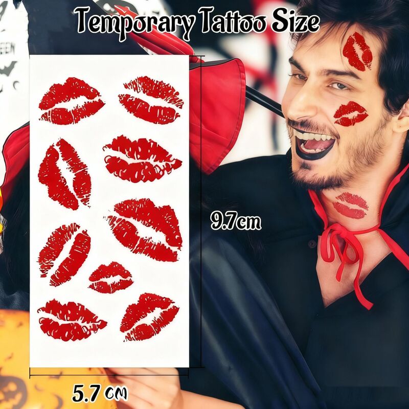 Cross-Border Popular Valentine's Day Flame Red Lip Tattoo Sticker Lip Print Waterproof Kiss Sticker Dance Couple Confession Cartoon