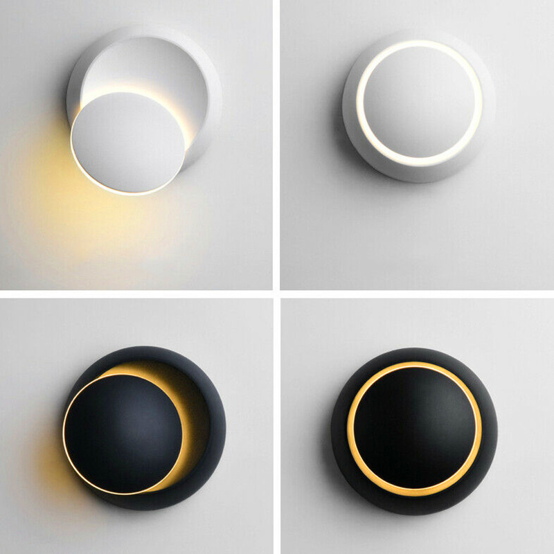 Nórdico minimalista dormitorio cabezal de cama lámpara de pared led sala de estar creativa comedor pasillo redondo giratorio lámpara de pared dormitorio