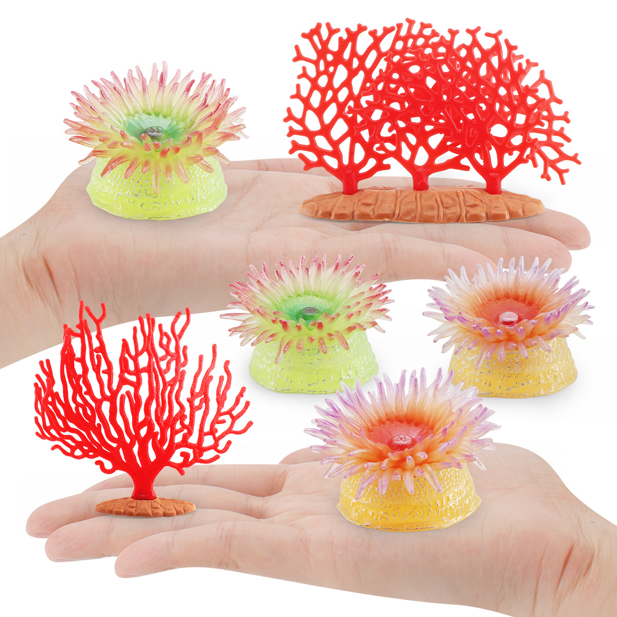 Transfronterizo simulación de Vida Marina anémona coral modelo amarillo verde anémona coral rojo paisaje decoración adornos estáticos