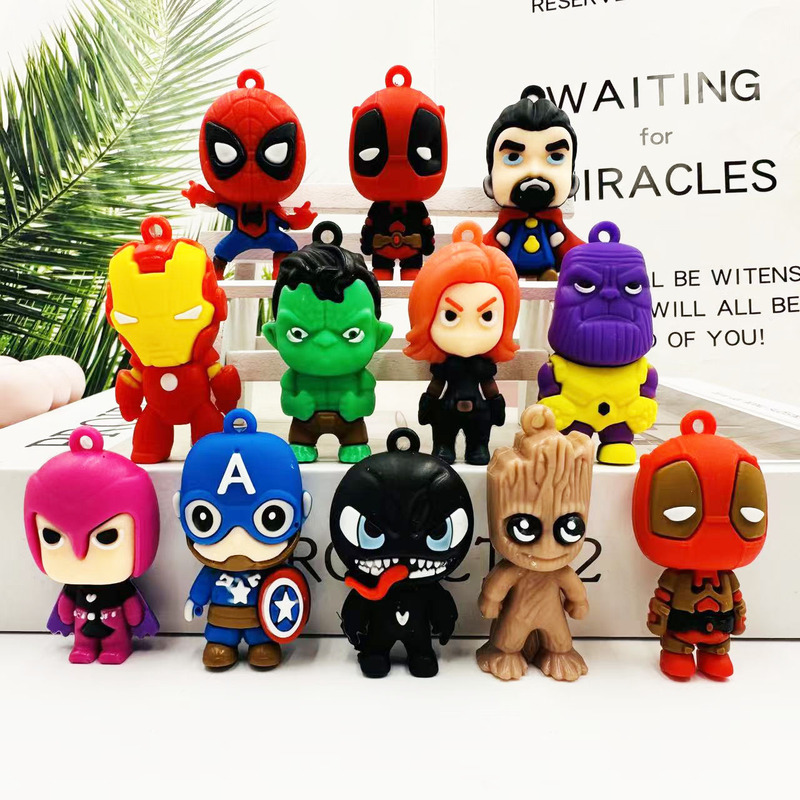 Cross-Border Hot-Selling Superhero Keychain Pendants, Soft Rubber Spider-Man and Iron Man Bag Charms, Small Gifts Wholesale