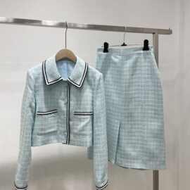 工厂直销 韩国东大门2023春季新款时尚套裙两色小香风套装