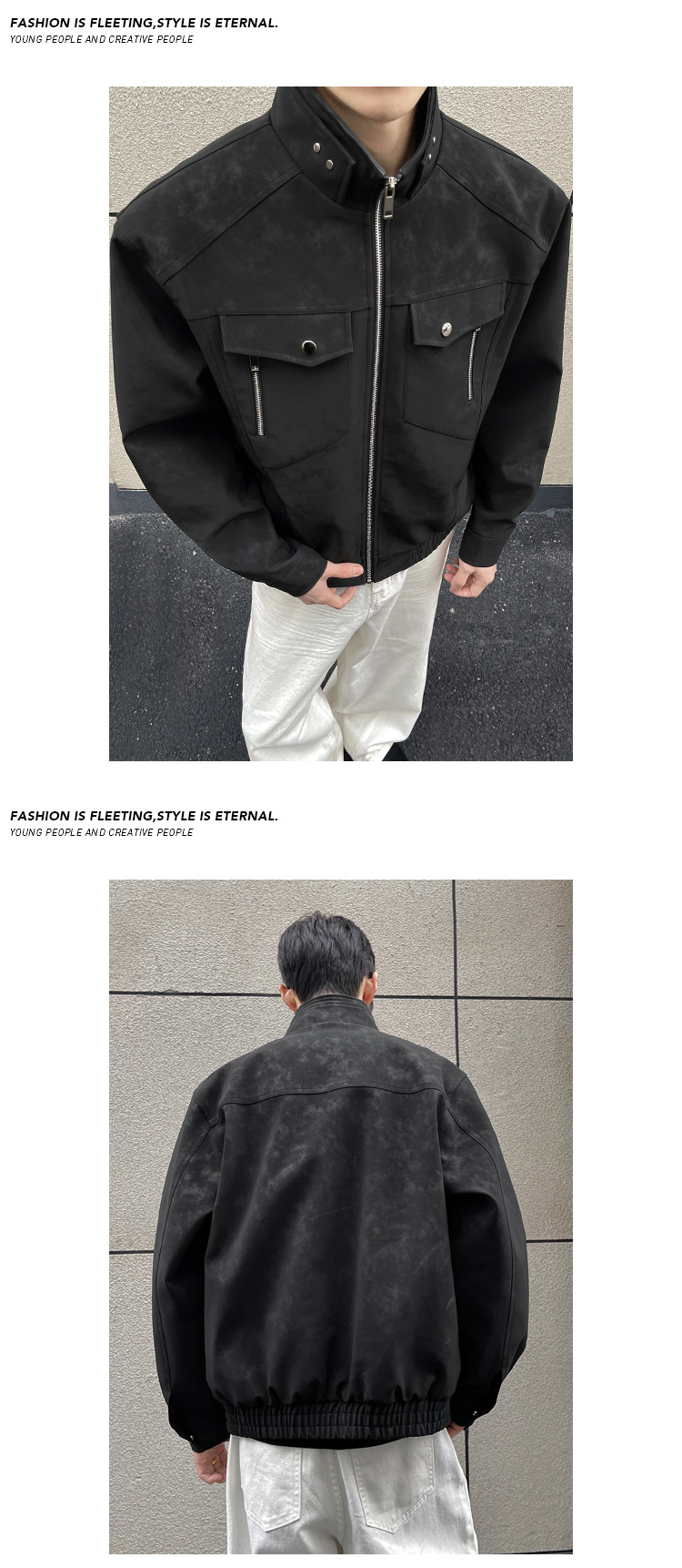 Men's American Retro Leather Baseball Jacket With Stand-up Collar_voghion.com