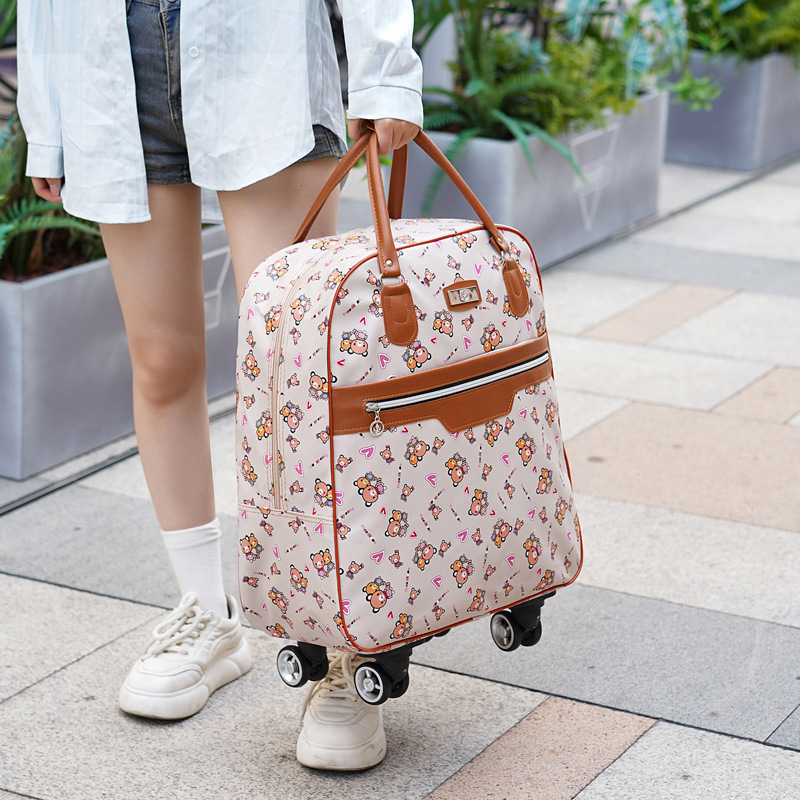 Viajes comerciales impermeables bolsa de viaje plegable, gran capacidad, lindas ruedas universales, bolsa de mano ligera, bolsa de almacenamiento