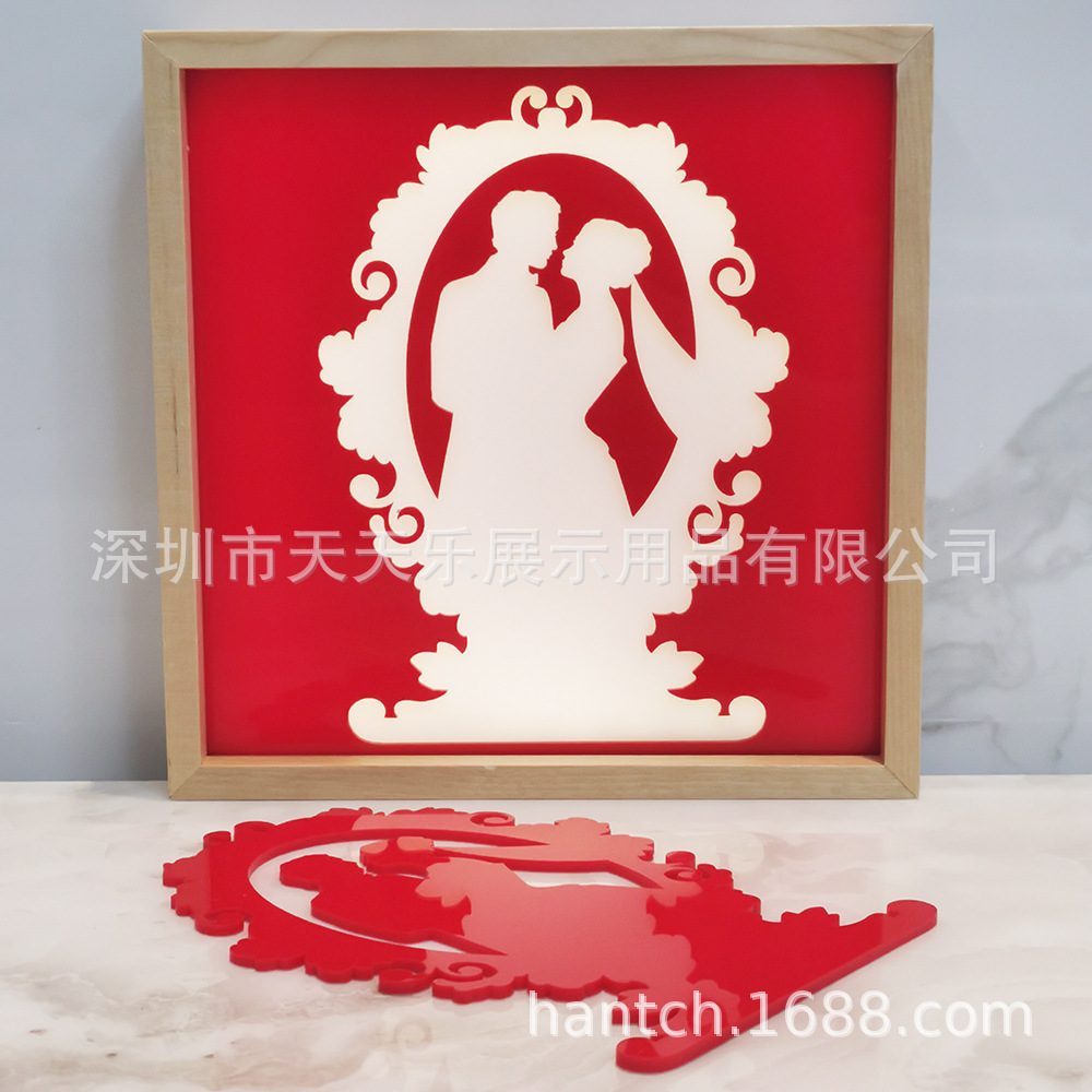 INS实木灯箱原木小夜灯婚礼喜庆灯箱剪影灯箱夜灯可充电USB供电