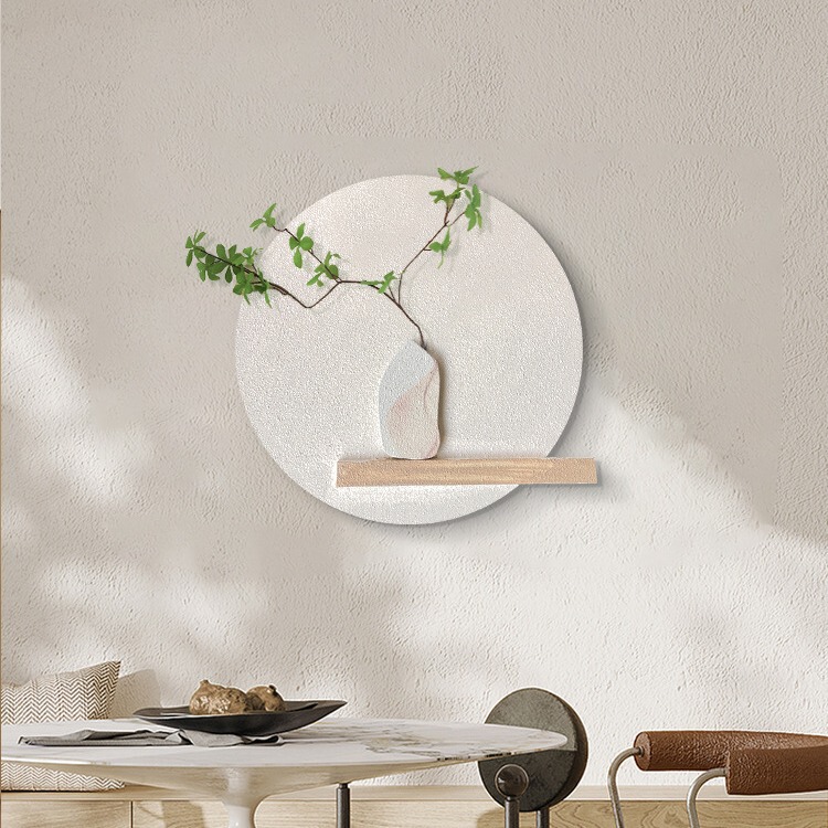 奶油风餐厅装饰画立体沙岩画小清新仿真绿植壁饰挂件客厅圆形挂画|undefined