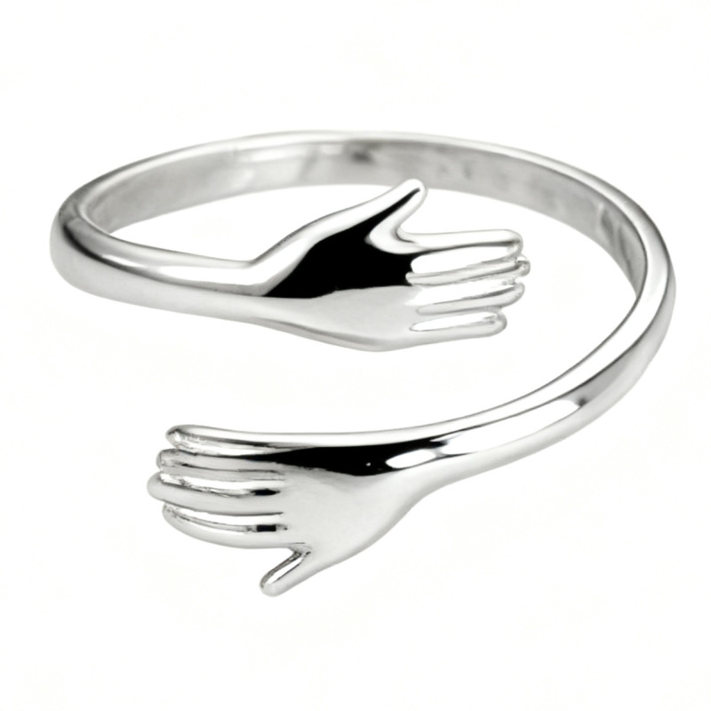 Simple and Stylish Personalized Love Embrace Open-Hand Ring, European and American Creative Niche Cute Sweet Light Luxury Wholesale Simple and Stylish Personalized Love Embrace Open-Hand Ring, European and American Creative Niche Cute Sweet Light Luxury Wholesale