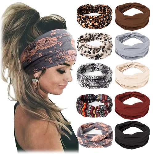 Bohemian Western-style exercise headband for women, wide yoga elastic hair tie running ponytail headband sports hair accessory