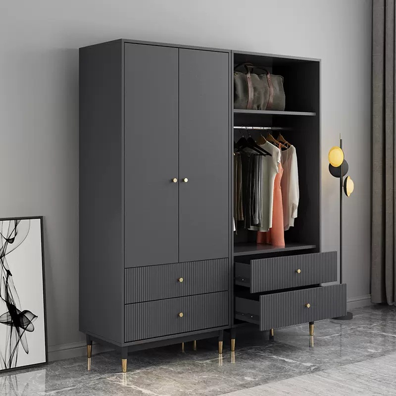 Nórdico armario de dos puertas correderas puerta a puerta pequeño apartamento dormitorio muebles placa simple italiano luz abrigo de lujo gabinete image 2