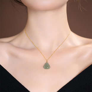 Small design necklace, chain for key bag jade, silver 925 sample, high-quality style