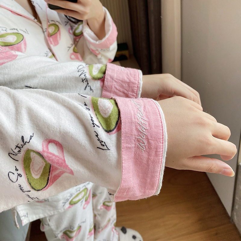 BOLONG 가을과 겨울 두꺼운 샌딩 여성 홈 옷 면 문 옷을 입고 긴 소매 바지