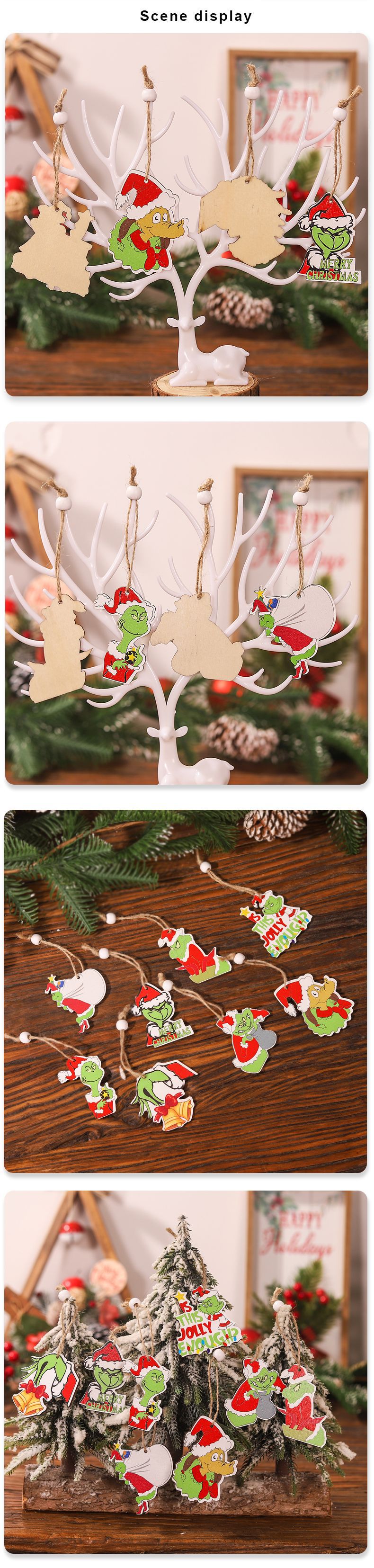 Christmas Cartoon Style Cute Cartoon Character Wood Indoor Party Festival Hanging Ornaments display picture 2