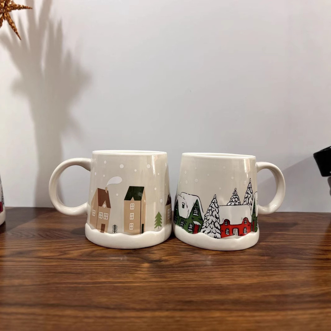 Taza de Navidad de alto valor, taza de cerámica casera, regalo creativo, taza de café, taza de desayuno encantadora