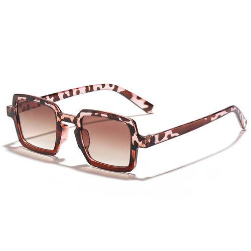 New women's small square frame retro UV protective sunglasses with brown lenses, Korean style trendy sunshades
