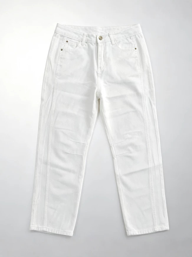 Jeans Rectos para Mujer de Mezclilla de Algodón, Tiro Alto, Sin Elasticidad, para Uso Casual