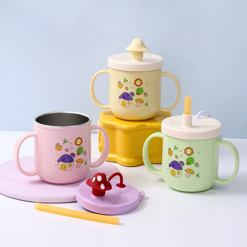 Детские грибные домики молочные чашки 316 из нержавеющей стали вкладыши с шкалой 300ml Бытовая чашка для питья чашка