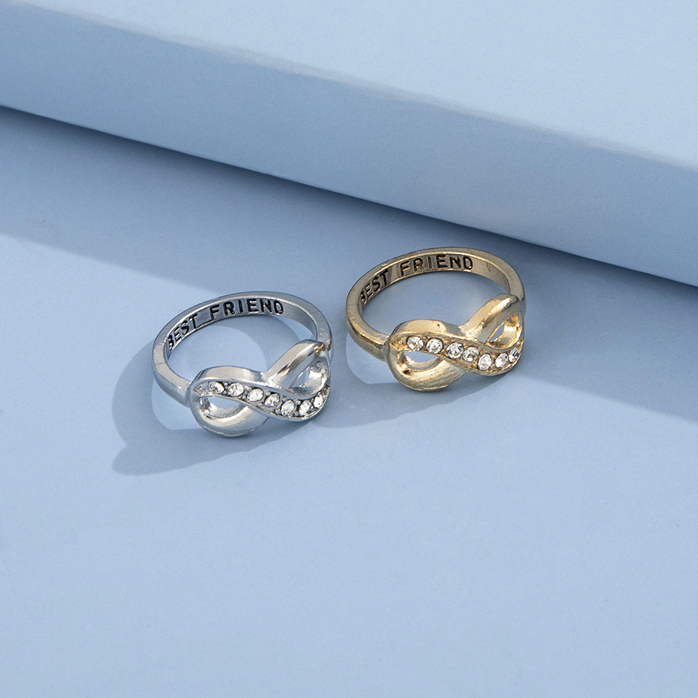 Fashion simple retro letter pair alloy ring men and women