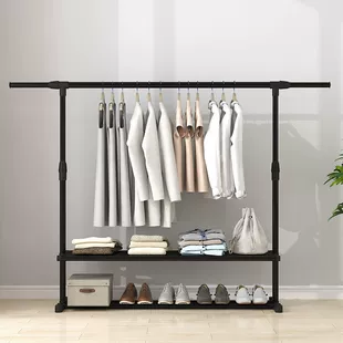 Single‑Pole Adjustable Clothing Rack, Foldable with Shelves, 68–150 cm Options