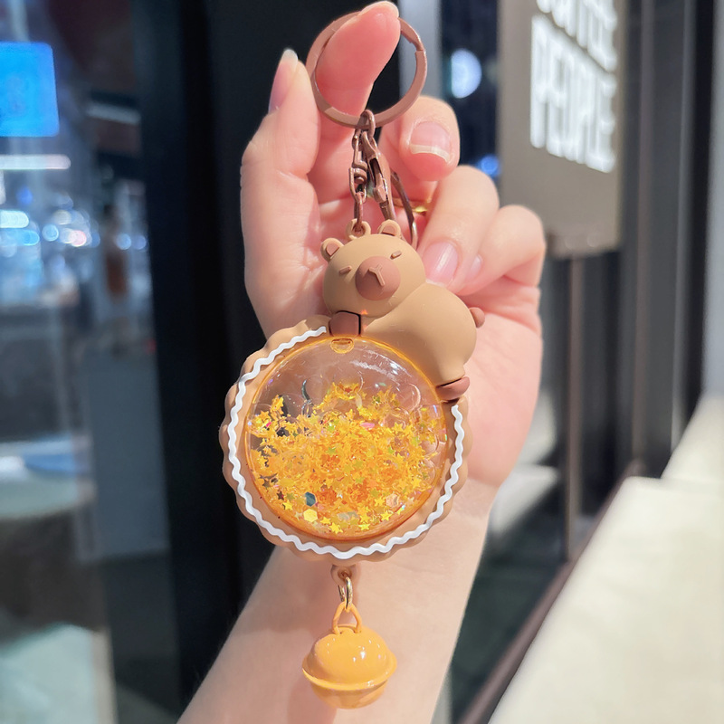 创意流沙瓶风铃铛卡皮巴拉钥匙扣入油包包汽车挂件抓机礼品小配饰|undefined