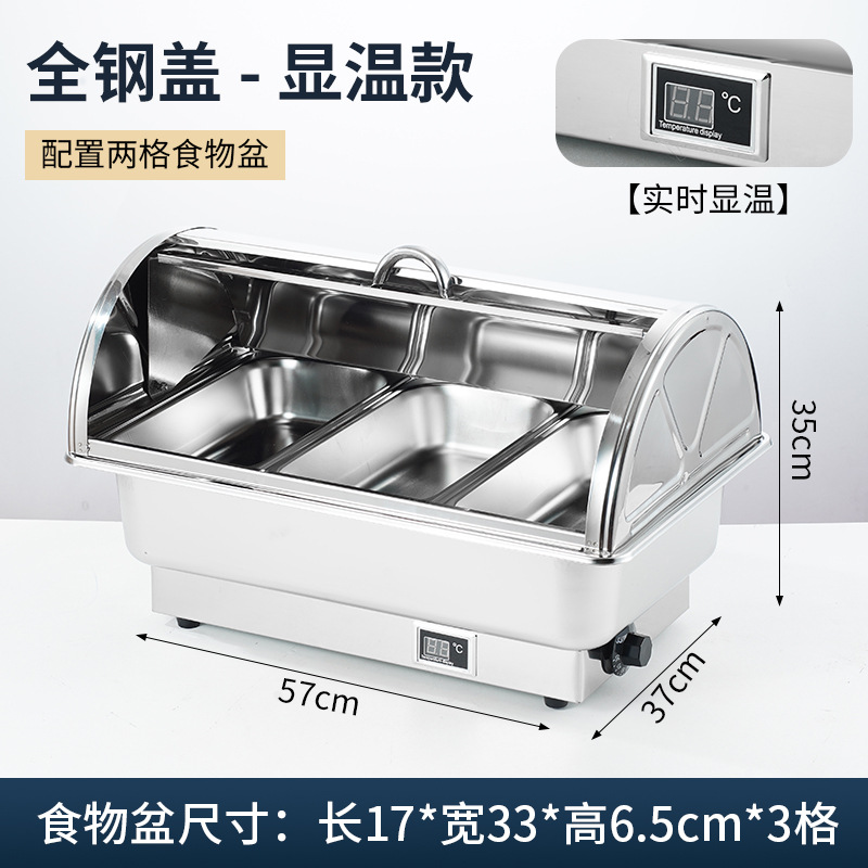 Calefacción eléctrica estufa de comedor buffet aislamiento de acero inoxidable estufa Bufi vajilla de hotel tapa cuadrada desayuno comercial visual