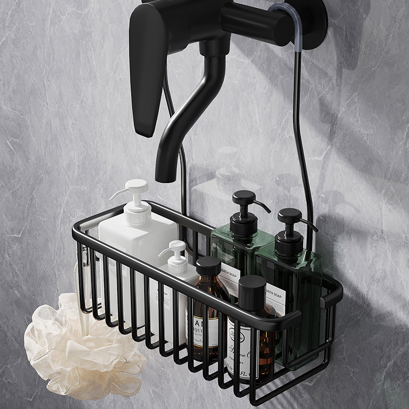 No punching bathroom shower rack bathroom shower gel toilet storage shampoo hanging basket rack shower room