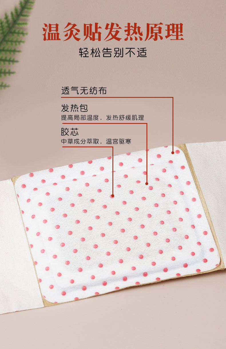 Warm Palace Heat Patch with Mugwort Self Heating Abdominal Patch for Menstrual Comfort 5 Patches per Box overview