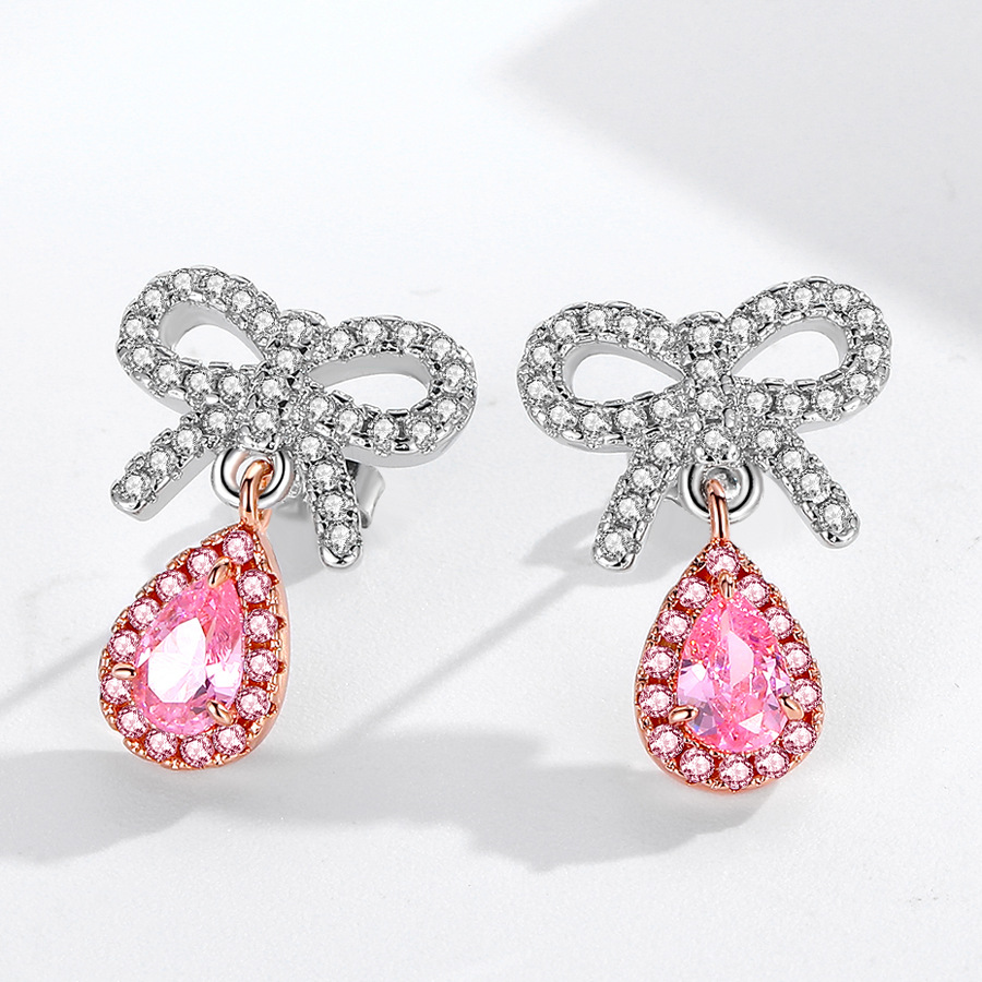 Earrings with bow drop-shaped